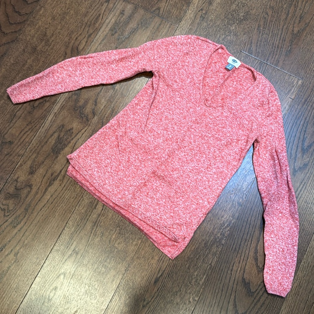 Old Navy Long Sleeve V neck Sweater Pink Red White